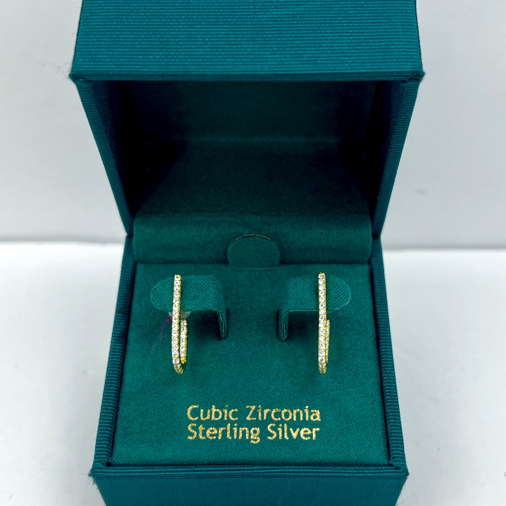 Nanette Lepore Sterling Silver With Cubic Zirconia Hoop Earrings Gold Color 49$